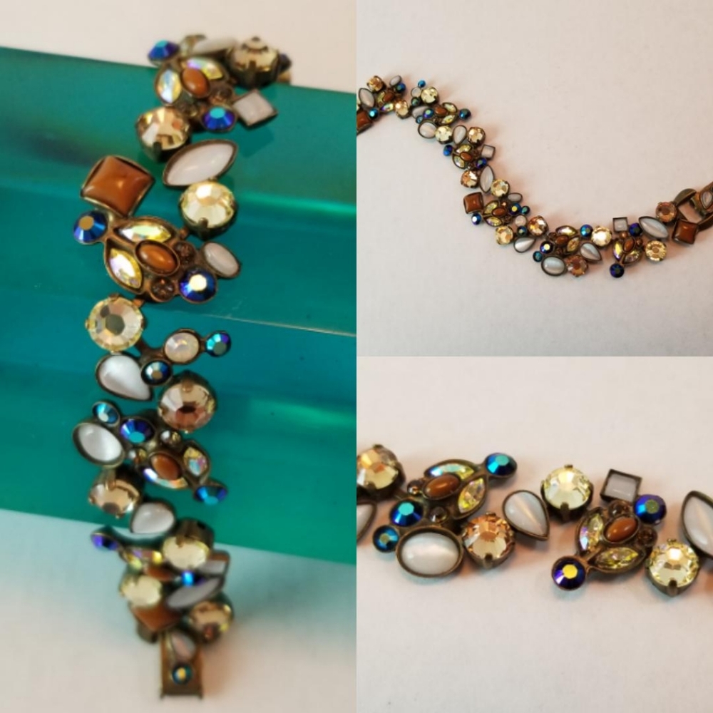 SORRELLI Crystal Cabochon Bronze Bracelet Cluster